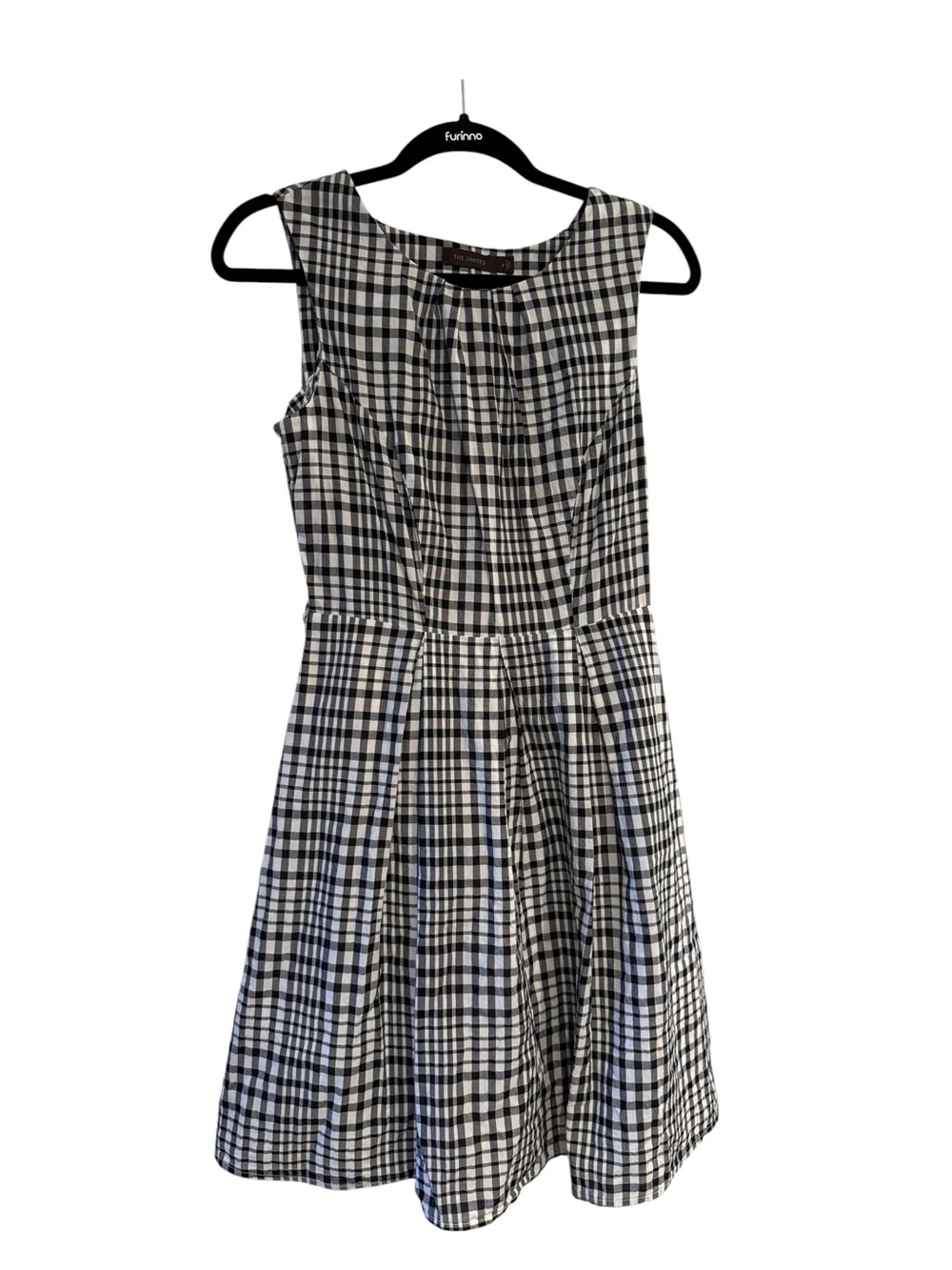 The Limited Sleeveless Black and White Gingham Midi Dress